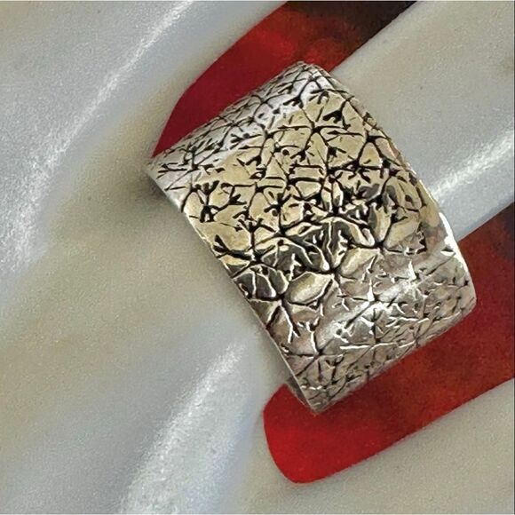 Sterling Wide Floral Band Ring Jewelry - Sterling Silver Artisan Wide Floral Band Ring